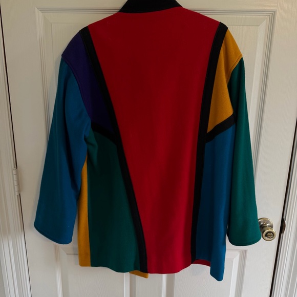 Vintage Herman Kay Colorblock Wool Blend Jacket Retro 90s Oversized Coat - Picture 4 of 11